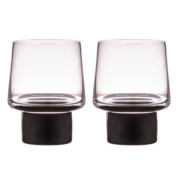 ladelle Aurora Clear Matte Black 2pk Glass Tumbler