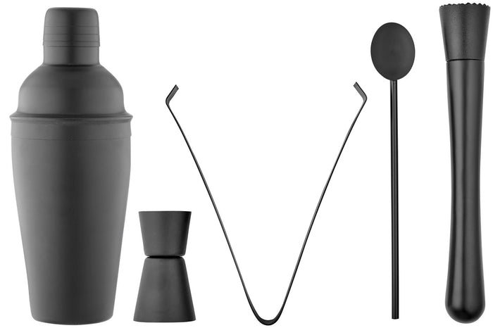 ladelle Aurora Matte Black 5pc Cocktail Set