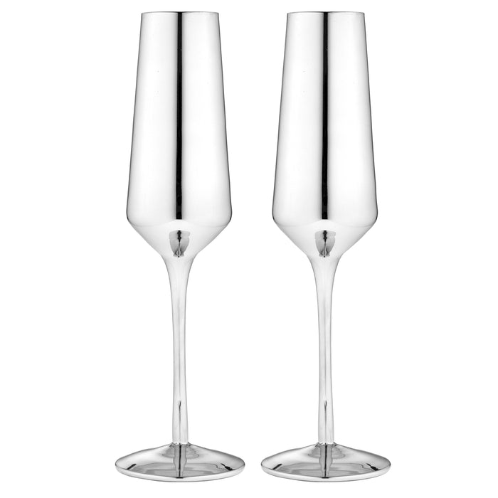 ladelle Aurora Silver 2pk Champagne Glass