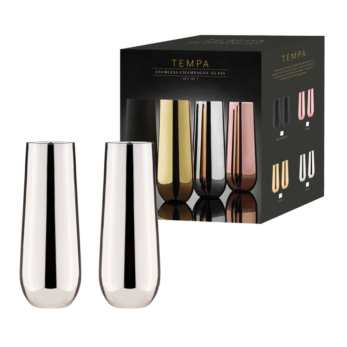 Ladelle Aurora Silver 2pk Stemless Champagne Glass