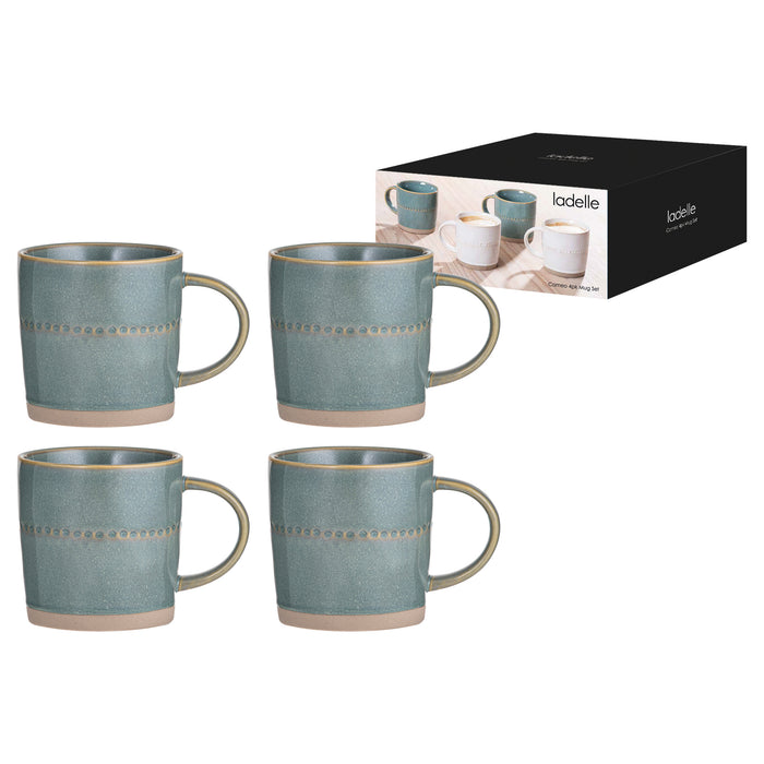 Ladelle Cameo Sage 4pk Mug Set