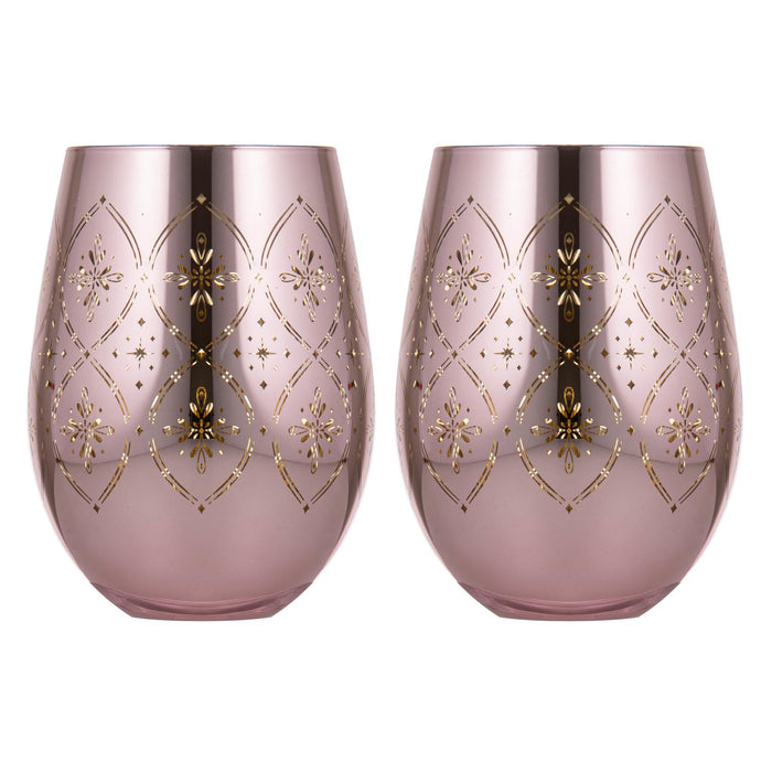 ladelle Chantelle Blush 2pk Stemless Glass