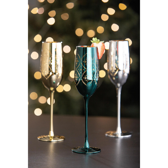 Ladelle Chantelle Emerald 2pk Champagne Glass