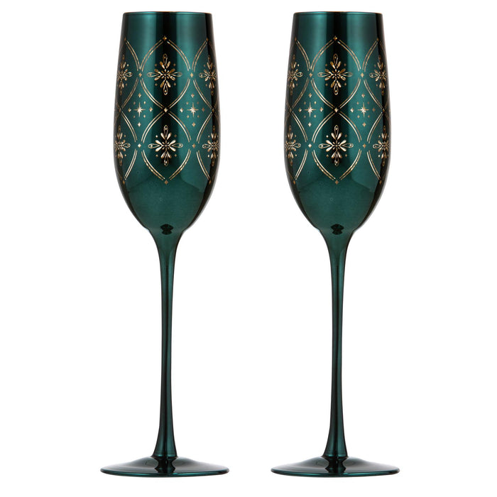 ladelle Chantelle Emerald 2pk Champagne Glass