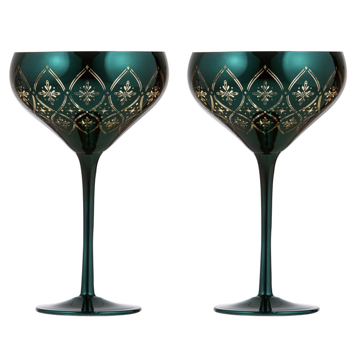 ladelle Chantelle Emerald 2pk Cocktail Glass