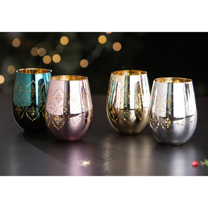 Ladelle Chantelle Emerald 2pk Stemless Glass