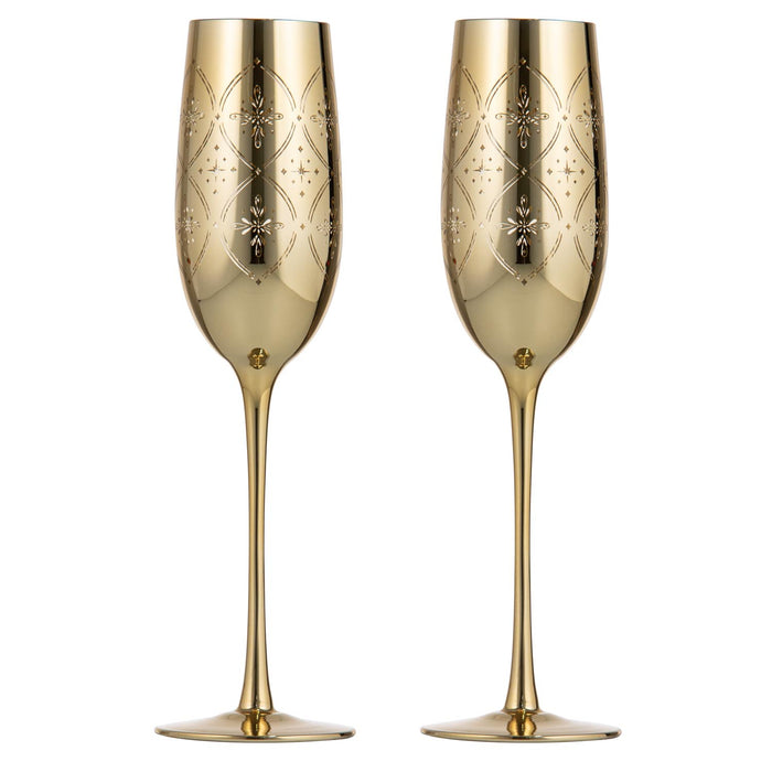 ladelle Chantelle Gold 2pk Champagne Glass