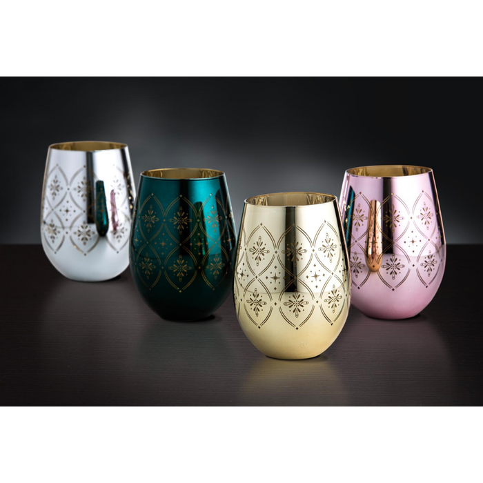 Ladelle Chantelle Gold 2pk Stemless Glass