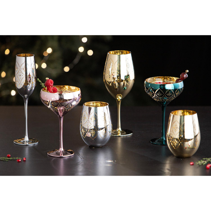 Ladelle Chantelle Gold 2pk Stemless Glass