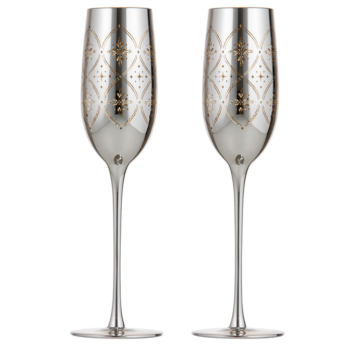 ladelle Chantelle Silver 2pk Champagne Glass