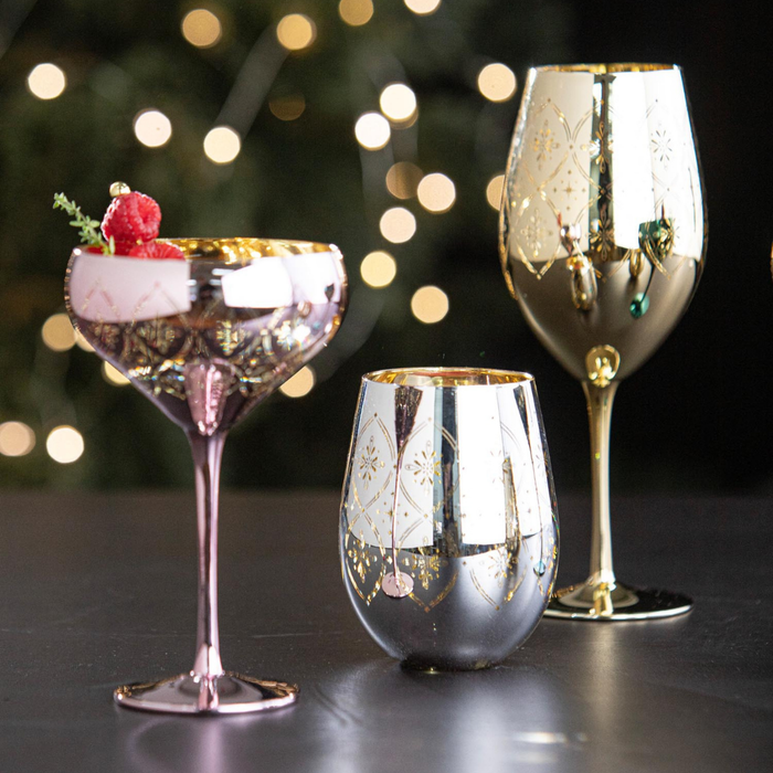 Ladelle Chantelle Silver 2pk Stemless Glass