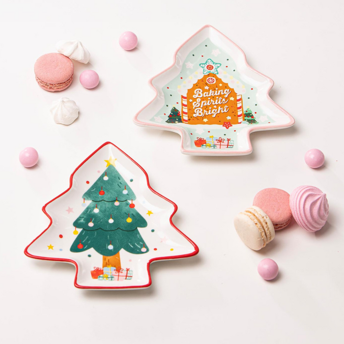 Ladelle Dasher Christmas Tree Dish