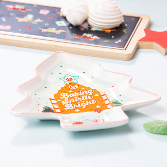 Ladelle Dasher Christmas Tree Gingerbread Dish