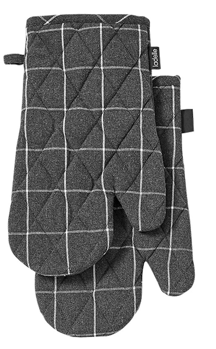 ladelle Eco Check Charcoal 2pk Oven Mitt