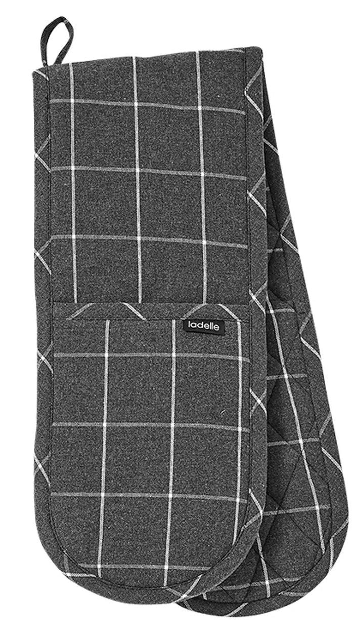 ladelle Eco Check Charcoal Double Oven Mitt