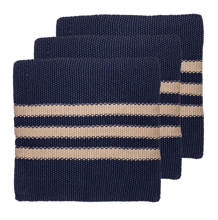ladelle Eco Knitted Indigo 27x27cm 3pk Dishcloth