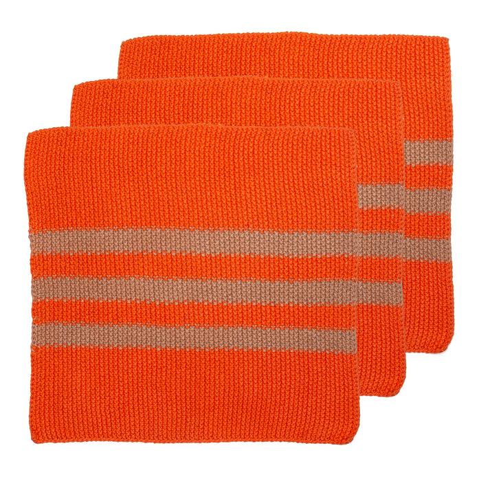 ladelle Eco Knitted Orange 27x27cm 3pk Dishcloth