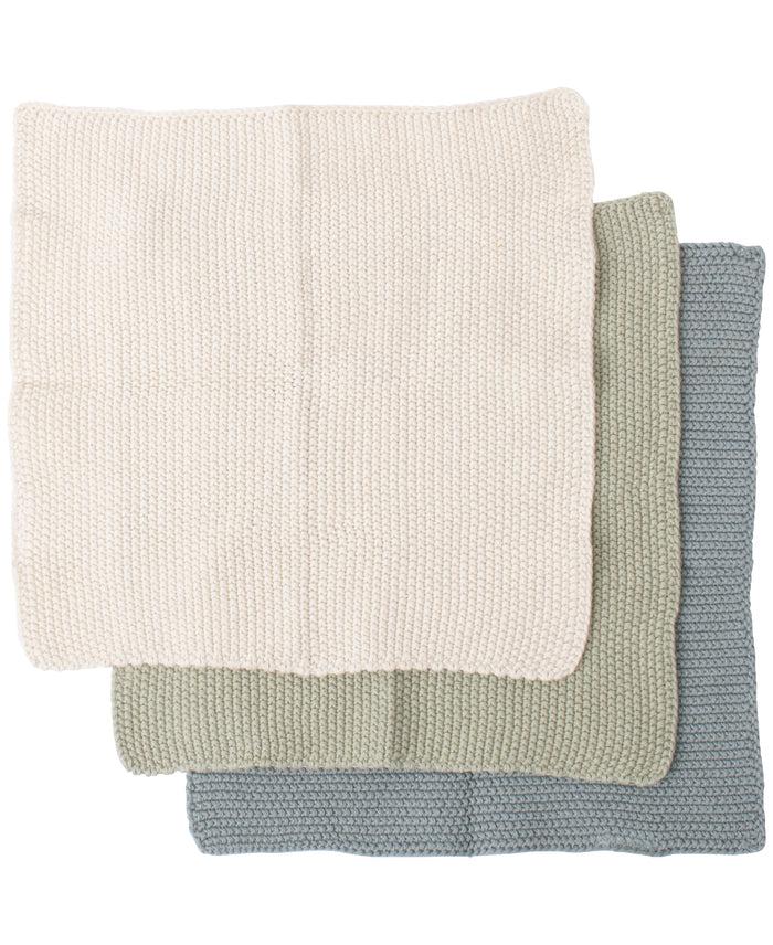 ladelle Eco Knitted Sage 27x27cm 3pk Dishcloth