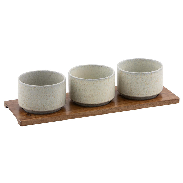 ladelle Eden Cream 4pc Bowl & Tray Set