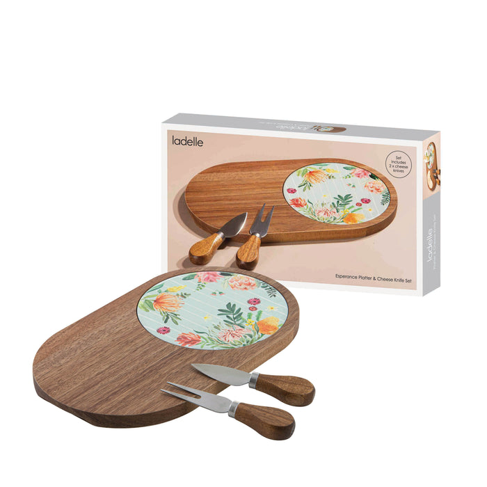 Ladelle Esperance Platter And Cheese Knife Set