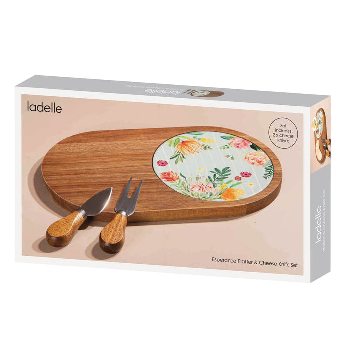 Ladelle Esperance Platter And Cheese Knife Set