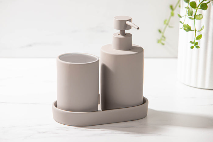 Ladelle Essentials Stone 3pc Bathroom/Kitchen Set
