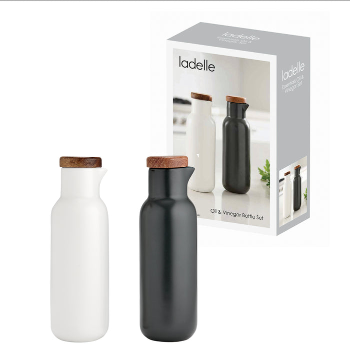 Ladelle Essentials White/Charcoal Oil & Vinegar Set