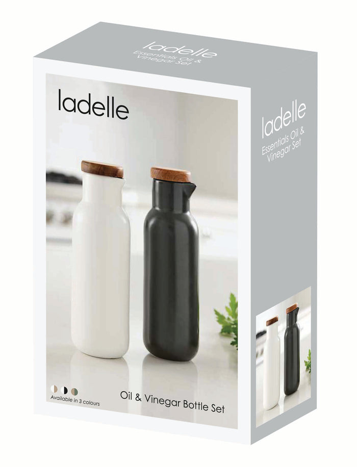 Ladelle Essentials White/Charcoal Oil & Vinegar Set