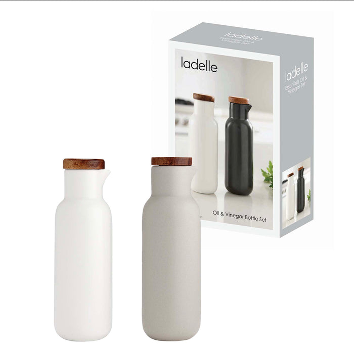 Ladelle Essentials White/Stone Oil & Vinegar Set