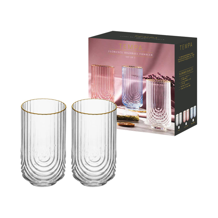 Ladelle Florence Clear 2pk Highball Tumbler
