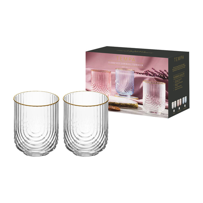 Ladelle Florence Clear 2pk Lowball Tumbler