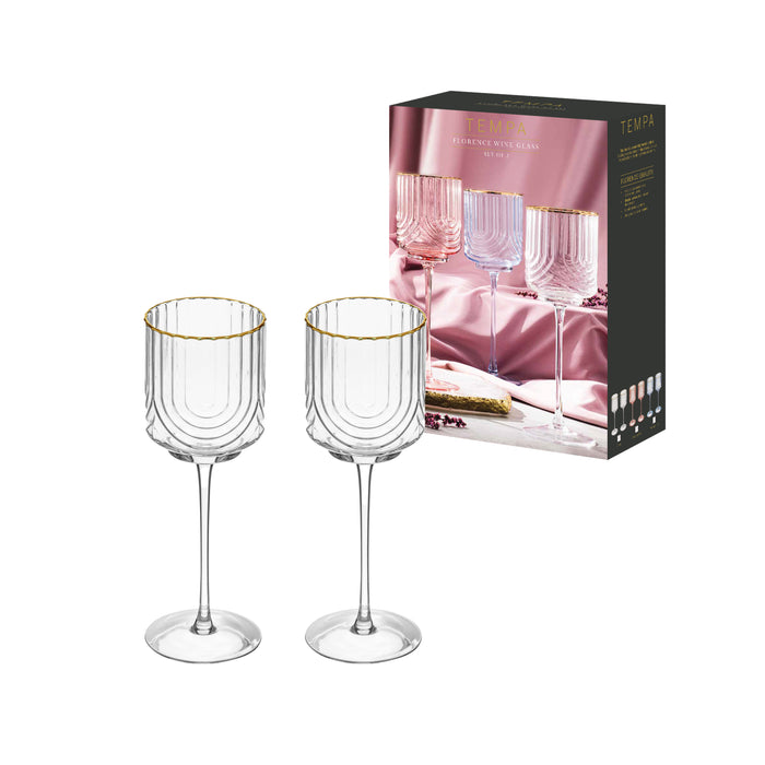 Ladelle Florence Clear 2pk Wine Glass
