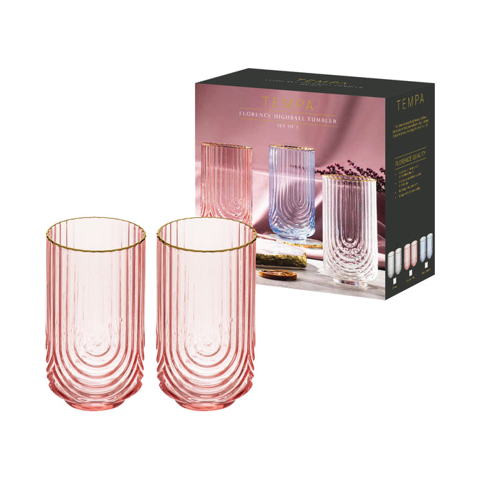 Ladelle Florence Opulent Pink 2pk Highball Tumbler