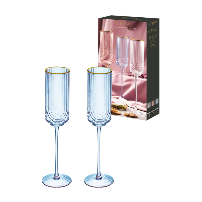 Ladelle Florence Tranquil Blue 2pk Champagne Glass