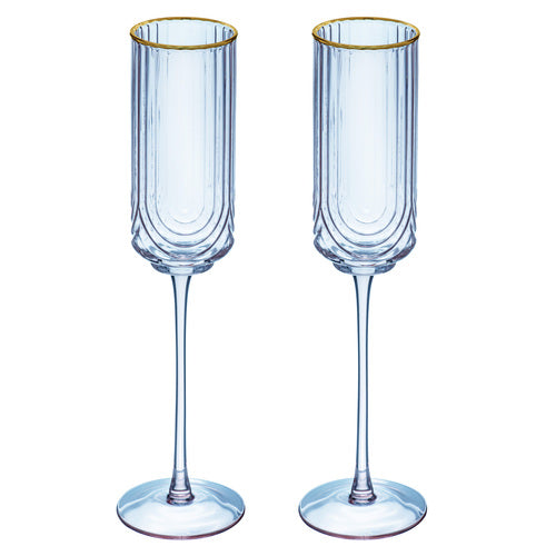 ladelle Florence Tranquil Blue 2pk Champagne Glass
