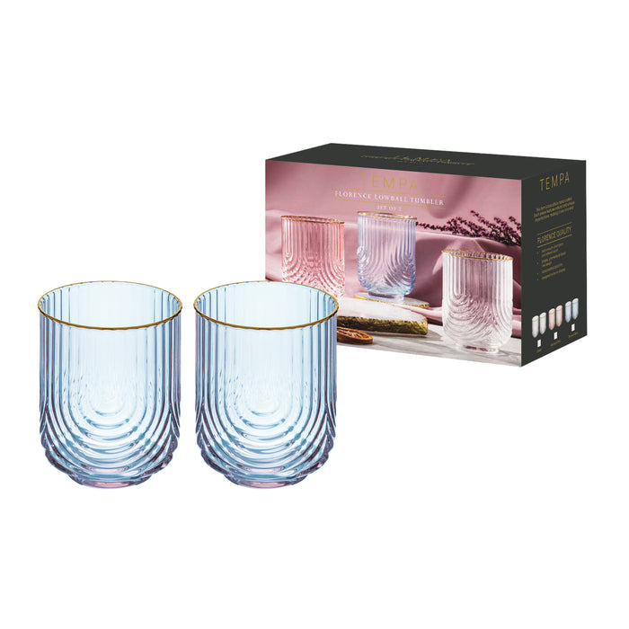 Ladelle Florence Tranquil Blue 2pk Lowball Tumbler