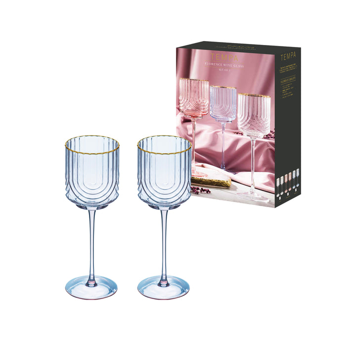 Ladelle Florence Tranquil Blue 2pk Wine Glass