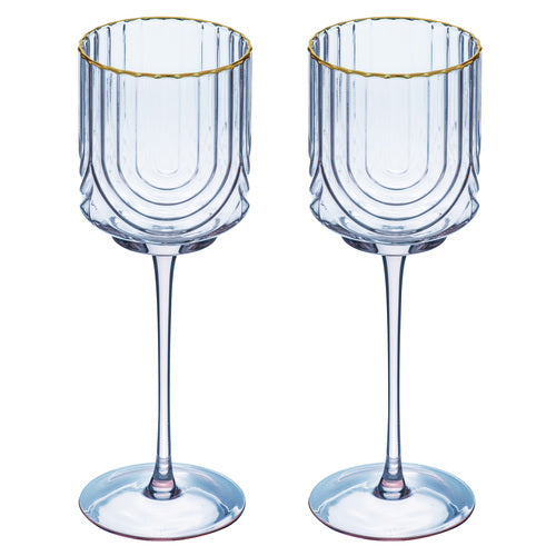 ladelle Florence Tranquil Blue 2pk Wine Glass