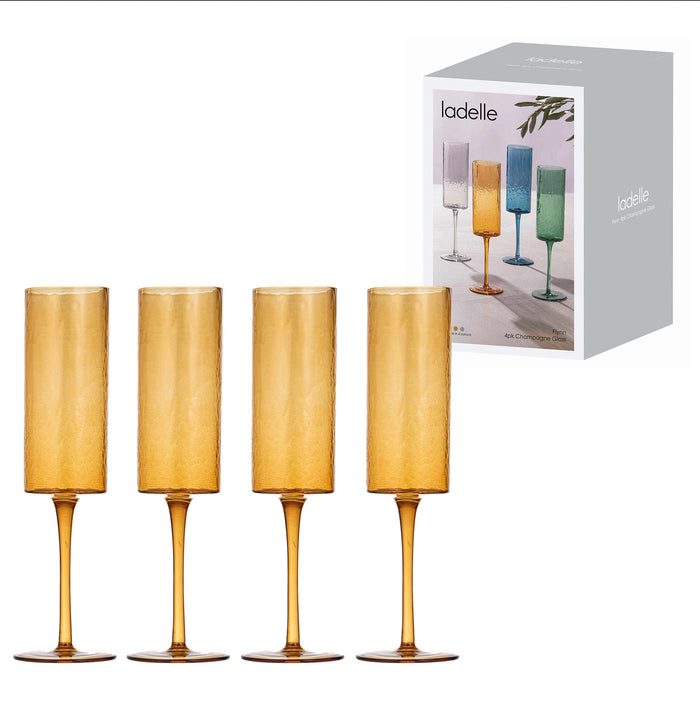 ladelle Flynn Amber 4pk Champagne Glass