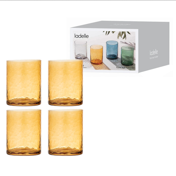 ladelle Flynn Amber 4pk Glass Tumbler