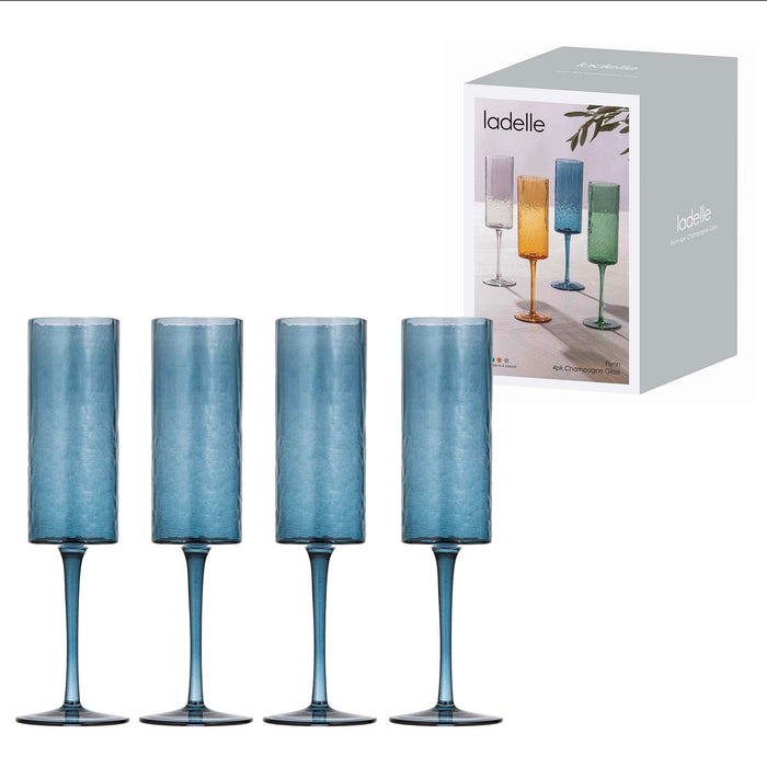ladelle Flynn Blue 4pk Champagne Glass