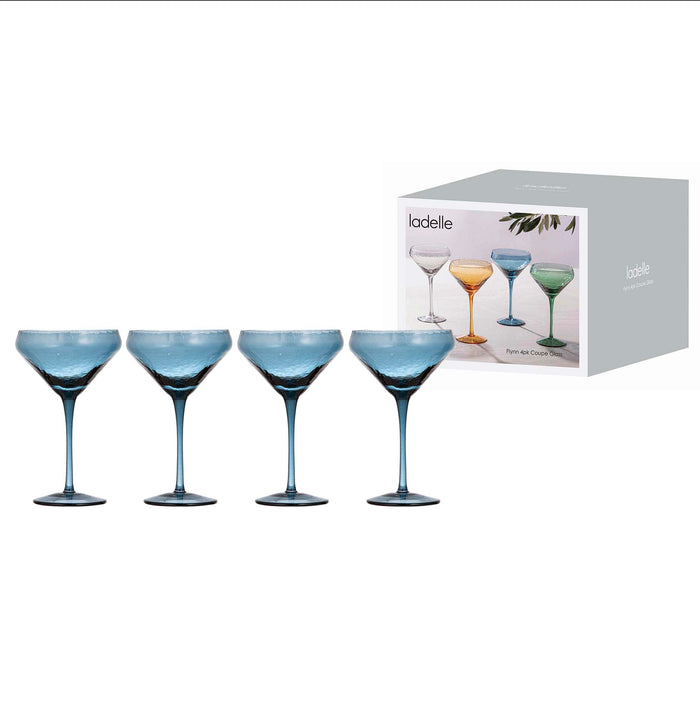 ladelle Flynn Blue 4pk Coupe Glass