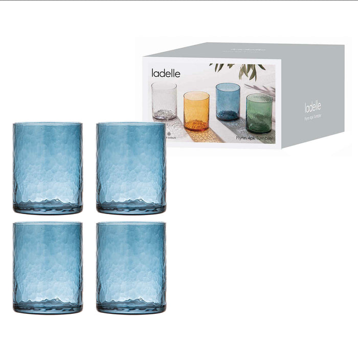 ladelle Flynn Blue 4pk Glass Tumbler