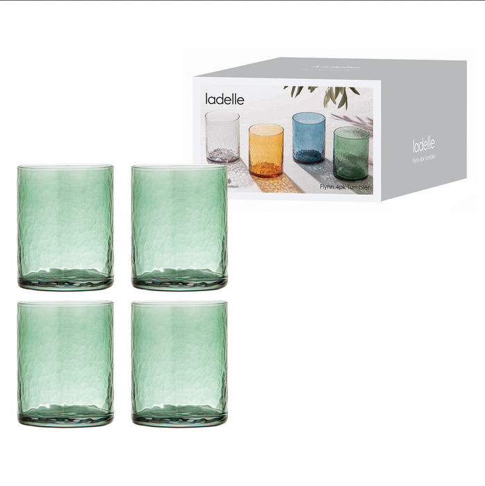 ladelle Flynn Green 4pk Glass Tumbler