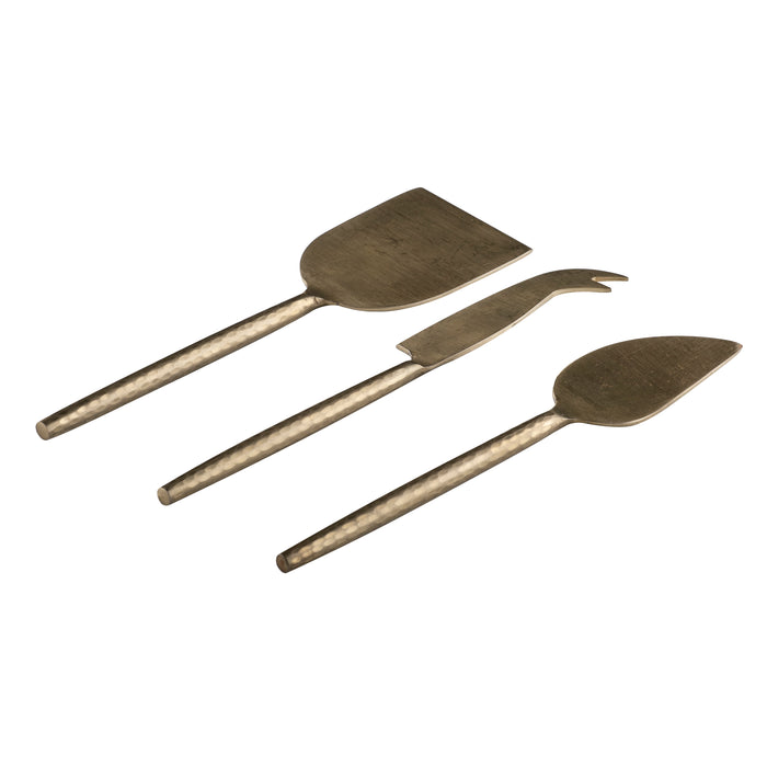 ladelle Hammered 3pc Gold Cheese Set