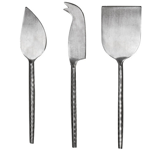 ladelle Hammered 3pc Silver Cheese Set