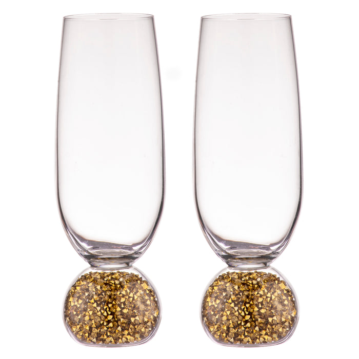 ladelle Kiara Gold 2pk Champagne Glass
