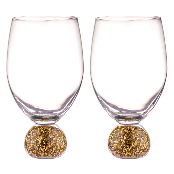 ladelle Kiara Gold 2pk Wine Glass