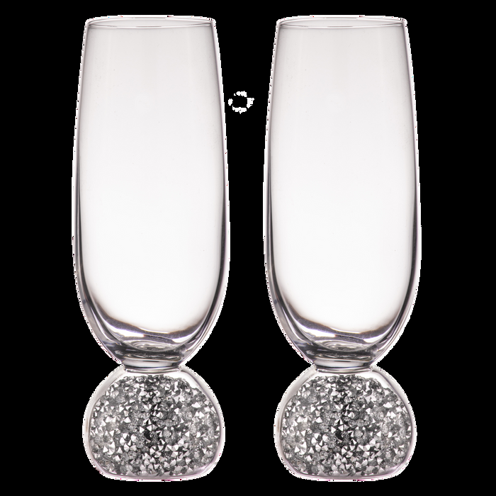 ladelle Kiara Silver 2pk Champagne Glass