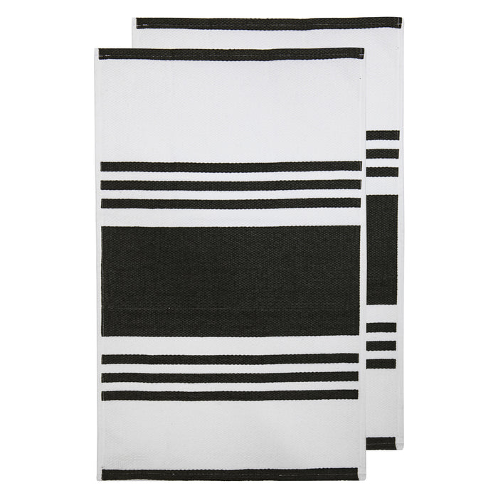 ladelle Lennox Black 2pk Kitchen Towel